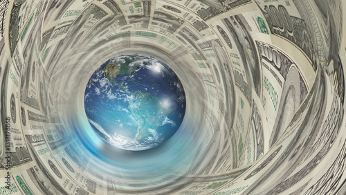 Fototapeta Naklejka Na Ścianę i Meble -  Globe on US dollars  