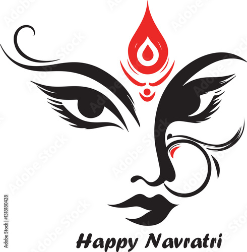  Happy Navratri with Durga Face Vector Design