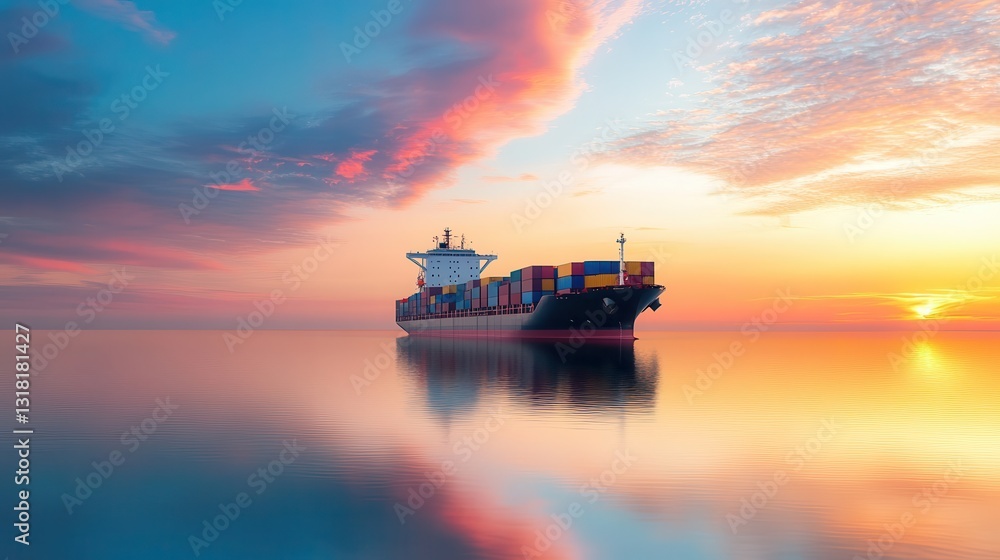 eco-friendly cargo transportation, a modern ship powered by alternative fuels, cruising through calm waters under a clear sky, advancing green logistics eco-friendly cargo transportation, a modern ship powered by alternative fuels, cruising through calm waters under a clear sky, advancing green logistics