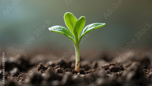 Plant sprout growing out of soil