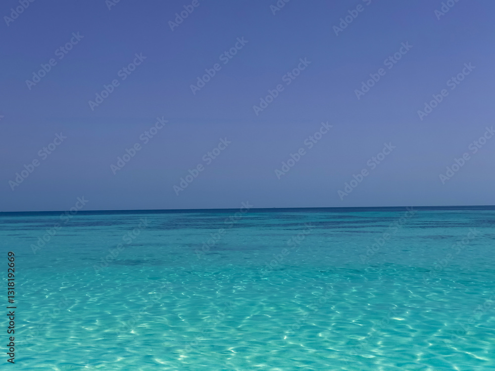 The Nature of sea beach in summer with sunlight, sandy beach The sparkling sea water contrasts with the blue sky bakground The Nature of sea beach in summer with sunlight, sandy beach The sparkling sea water contrasts with the blue sky bakground