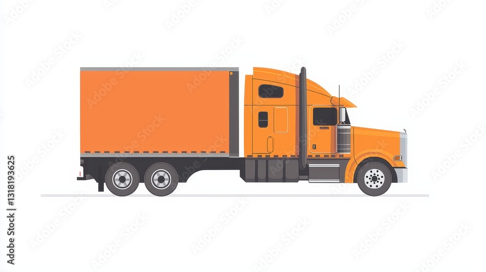 Fototapeta premium Orange Semi-Truck Side Profile