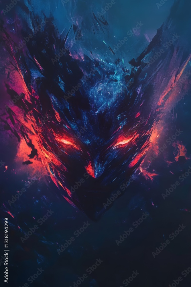 This digital artwork features an abstract mystical creature with glowing eyes amidst a dark, ethereal background. Its vibrant colors and dynamic forms evoke intrigue and wonder. This digital artwork features an abstract mystical creature with glowing eyes amidst a dark, ethereal background. Its vibrant colors and dynamic forms evoke intrigue and wonder.