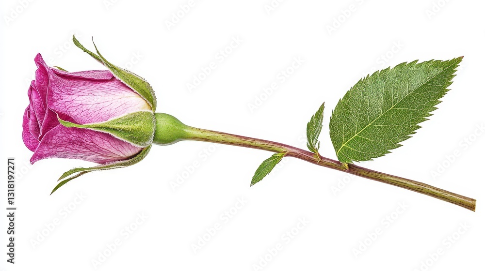 Obraz premium Pink Rose Bud Isolated on White