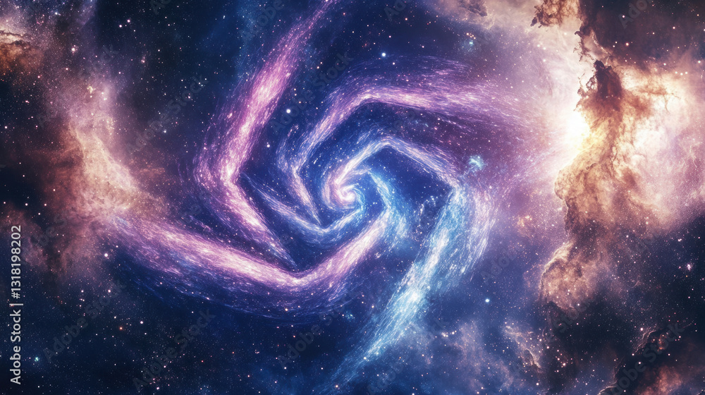 Fototapeta premium Abstract cosmic swirl with vibrant colors and stars