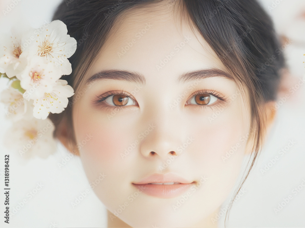 Fototapeta premium 美しい若い女性 美容、健康の広告デザインに最適な人物素材 コピースペース