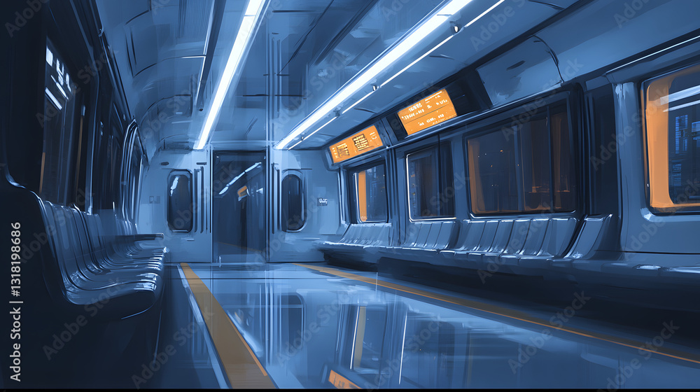 Fototapeta premium Picture of empty seats on the train with no passengers