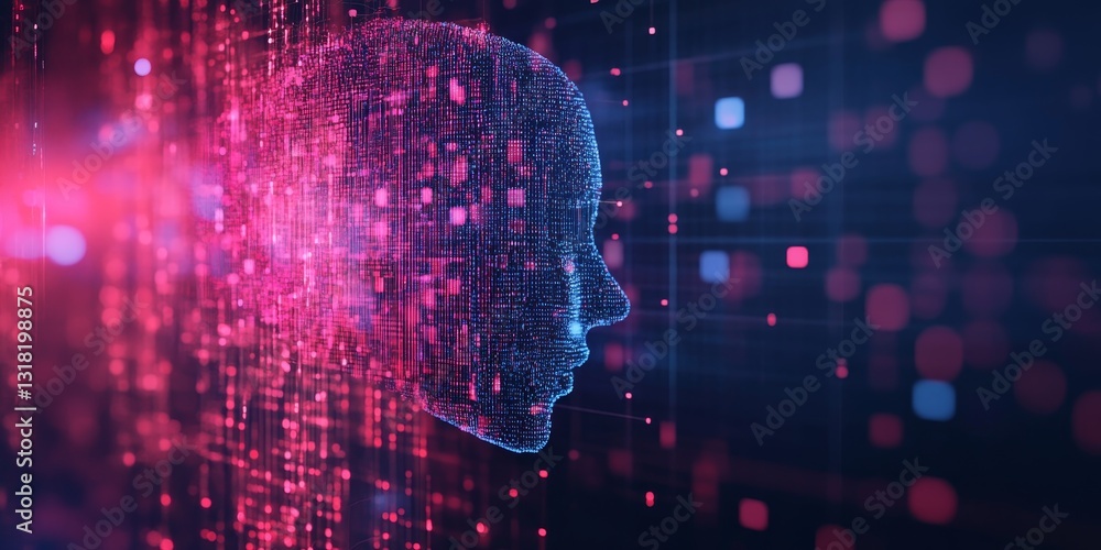 custom made wallpaper toronto digitalDigital Representation of Human Head with Data Flow in Background