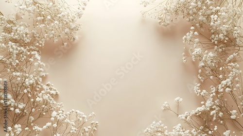 Delicate white flowers form an elegant decorative border around space