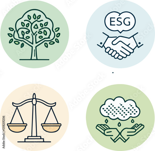  ESG Sustainability and Corporate Responsibility Icons – Editable Stroke Vector