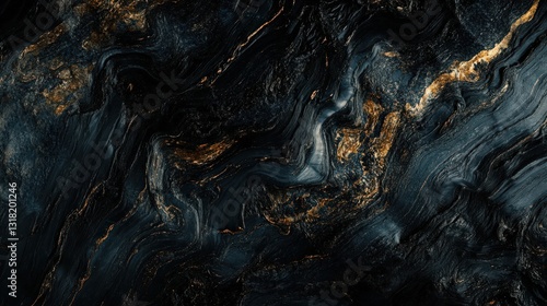 Wallpaper Mural Abstract texture design featuring dark blue and golden waves pattern Torontodigital.ca
