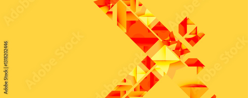 Abstract geometric composition with interlocking circular and angular shapes, featuring smooth gradients and sharp contrasts on a white background