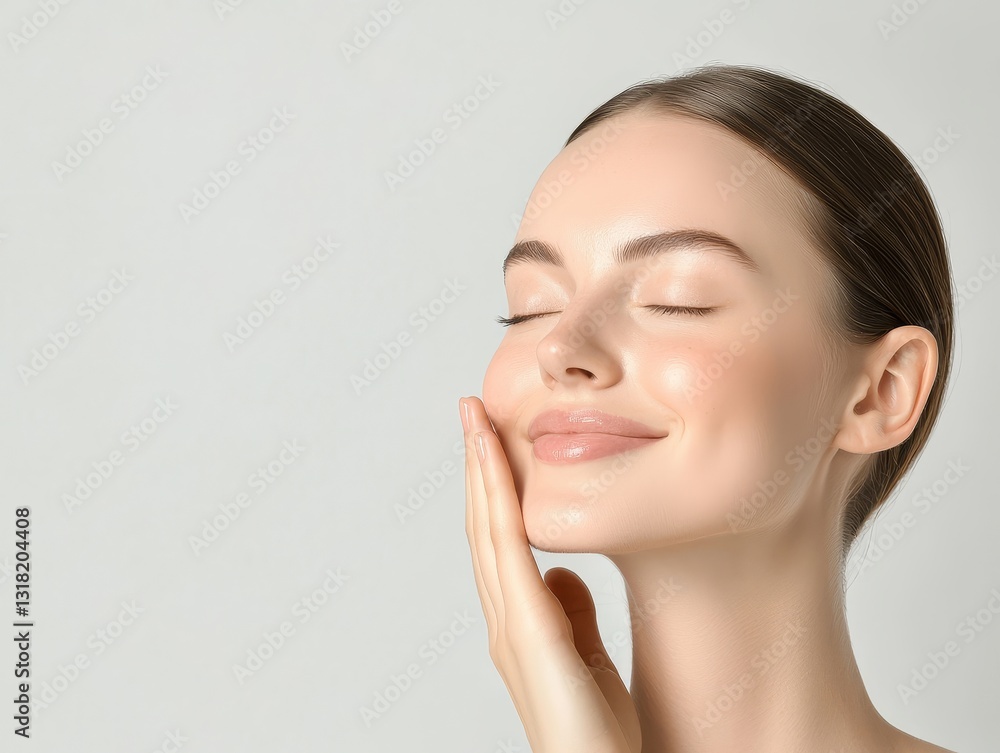 Woman Touching Face, Healthy Skin, Beauty Portrait Woman Touching Face, Healthy Skin, Beauty Portrait