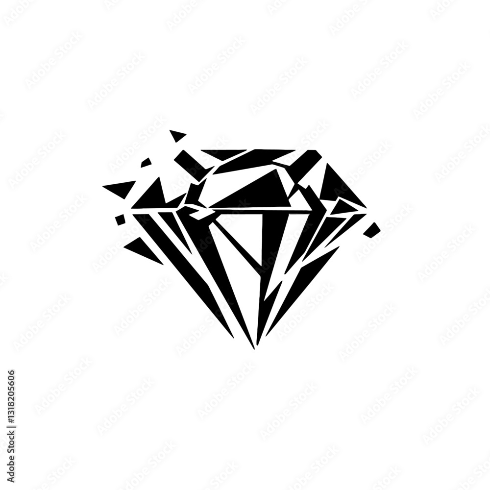 Stylized Geometric Diamond Icon in Black and White Vector Design Stylized Geometric Diamond Icon in Black and White Vector Design
