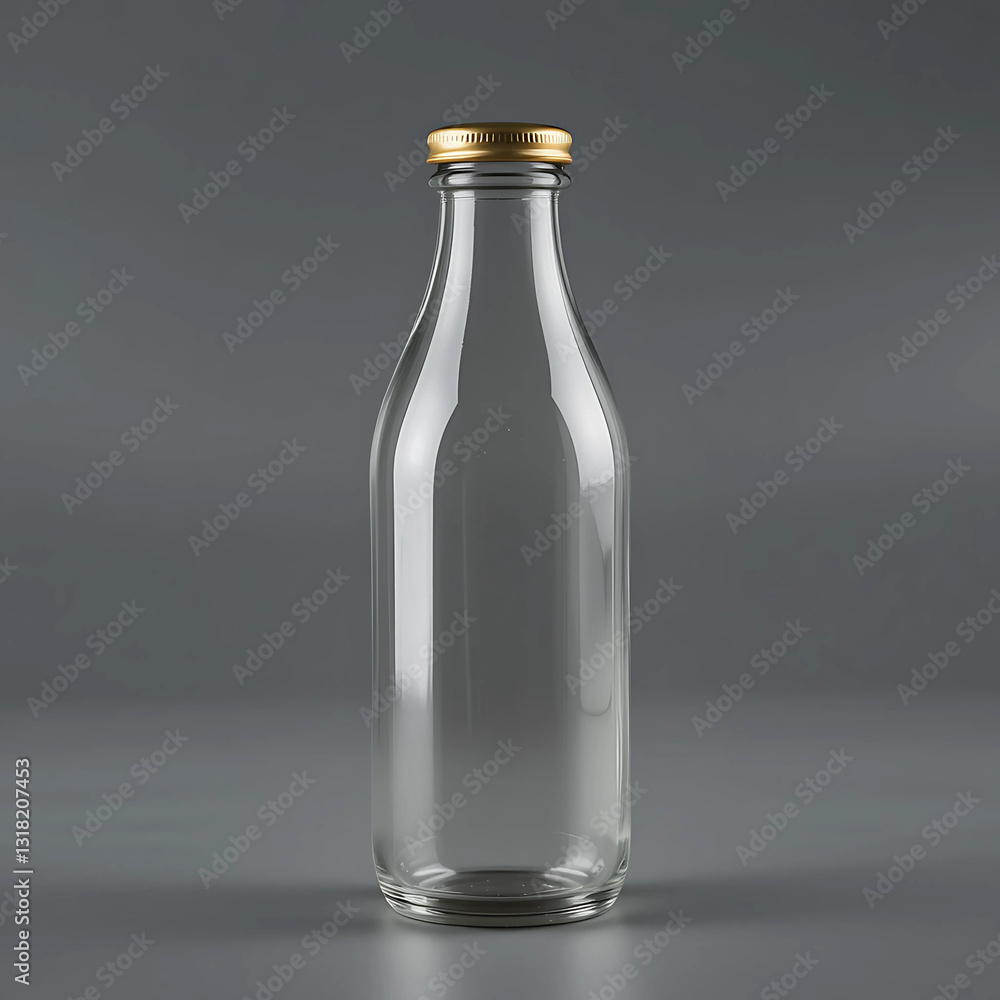 Empty clear glass bottle with a gold cap, perfect for showcasing your beverage brand. Clean and simple design, ideal for mockups and product presentations. Versatile and elegant. Empty clear glass bottle with a gold cap, perfect for showcasing your beverage brand. Clean and simple design, ideal for mockups and product presentations. Versatile and elegant.
