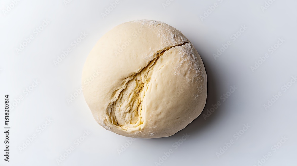 Pale Yellow Dough Ball with Sugar Dusting on White Background Pale Yellow Dough Ball with Sugar Dusting on White Background