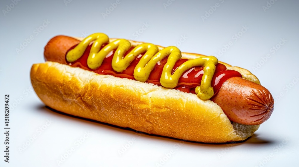 Delicious Hot Dog with Ketchup and Mustard Delicious Hot Dog with Ketchup and Mustard