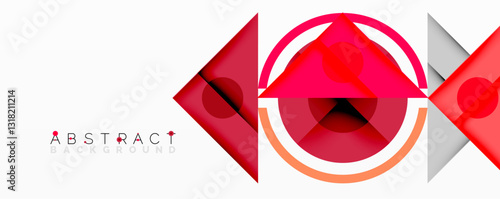 Geometric abstract design with layered triangles, circles, and gradients, forming a structured pattern with sharp contrasts and depth