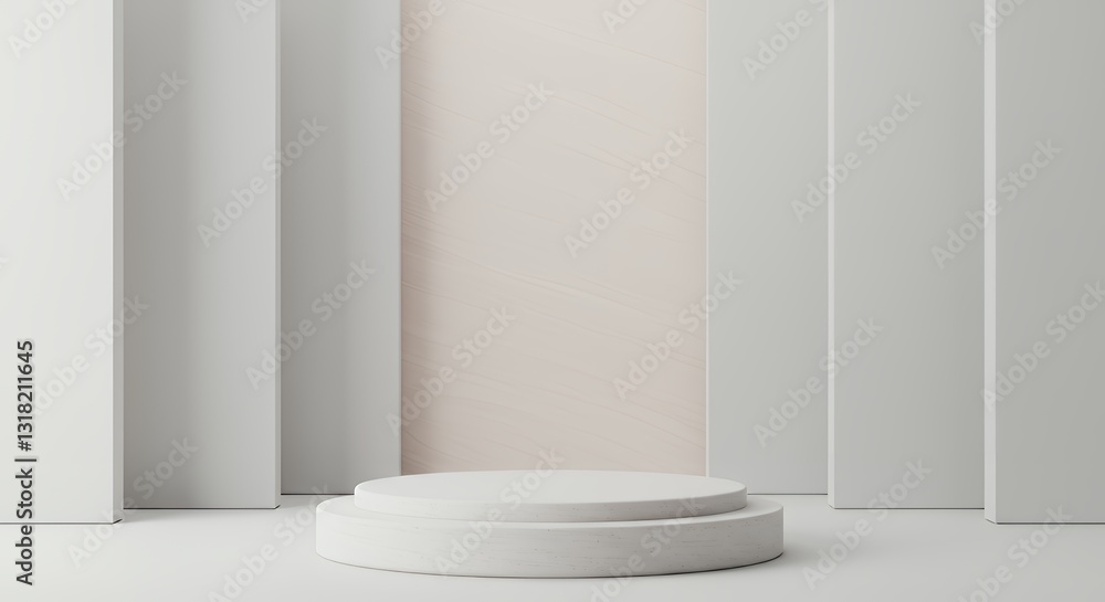 Fototapeta premium Minimalist White Display Stage with Smooth Background for Presentations