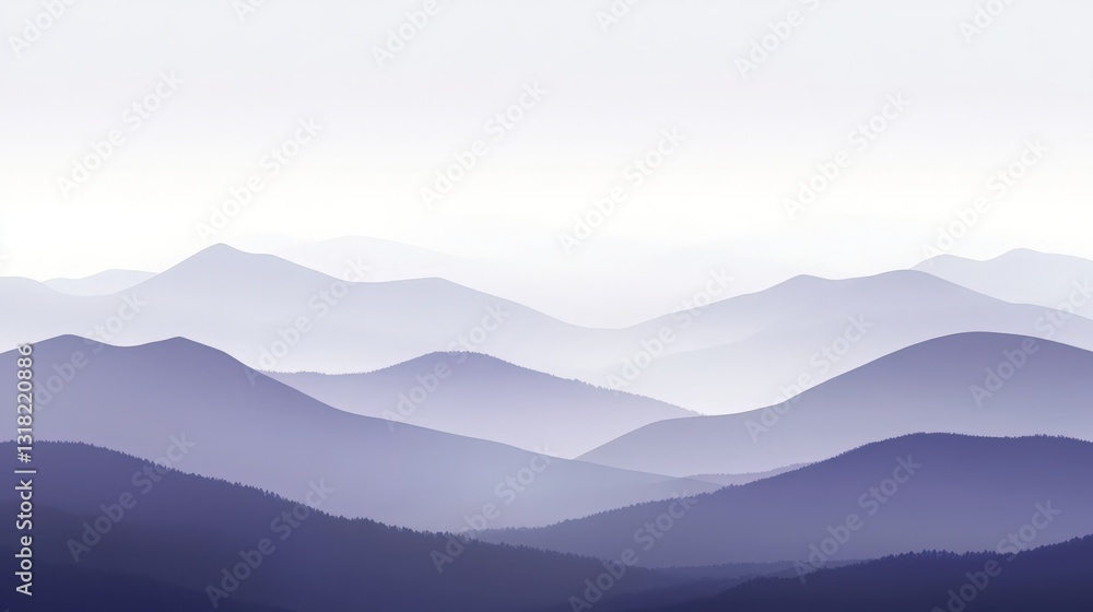 Fototapeta premium Serene Layers Mountain Ranges Gradient Minimalist Nature Illustration
