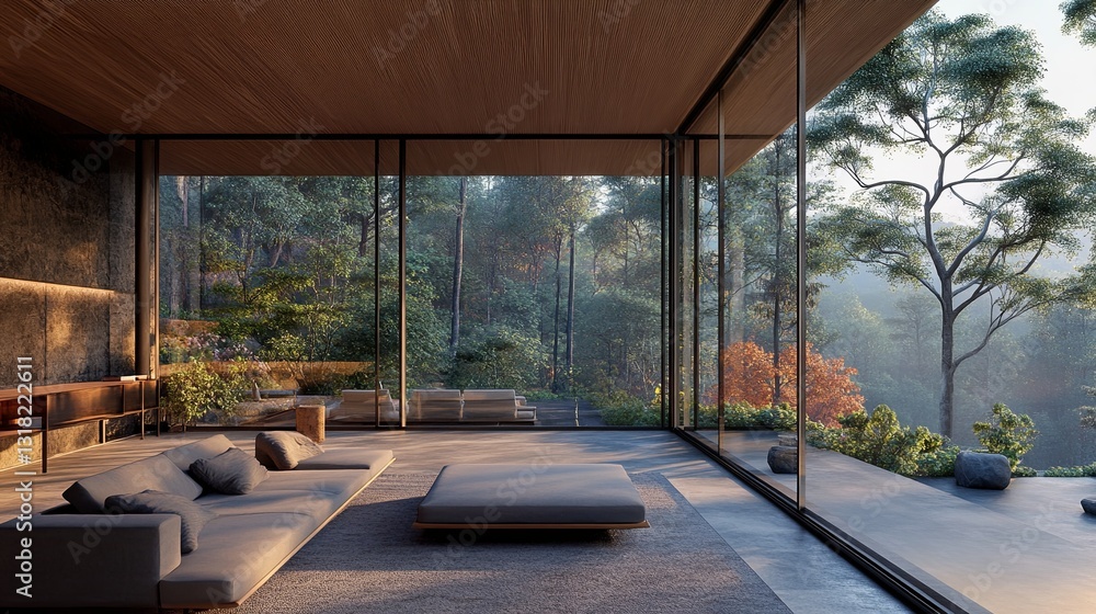 Fototapeta premium Modern office with panoramic windows digital