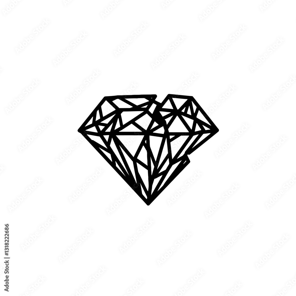 Geometric Diamond Drawing Showcasing Modern Minimalist Design in Black Style Geometric Diamond Drawing Showcasing Modern Minimalist Design in Black Style