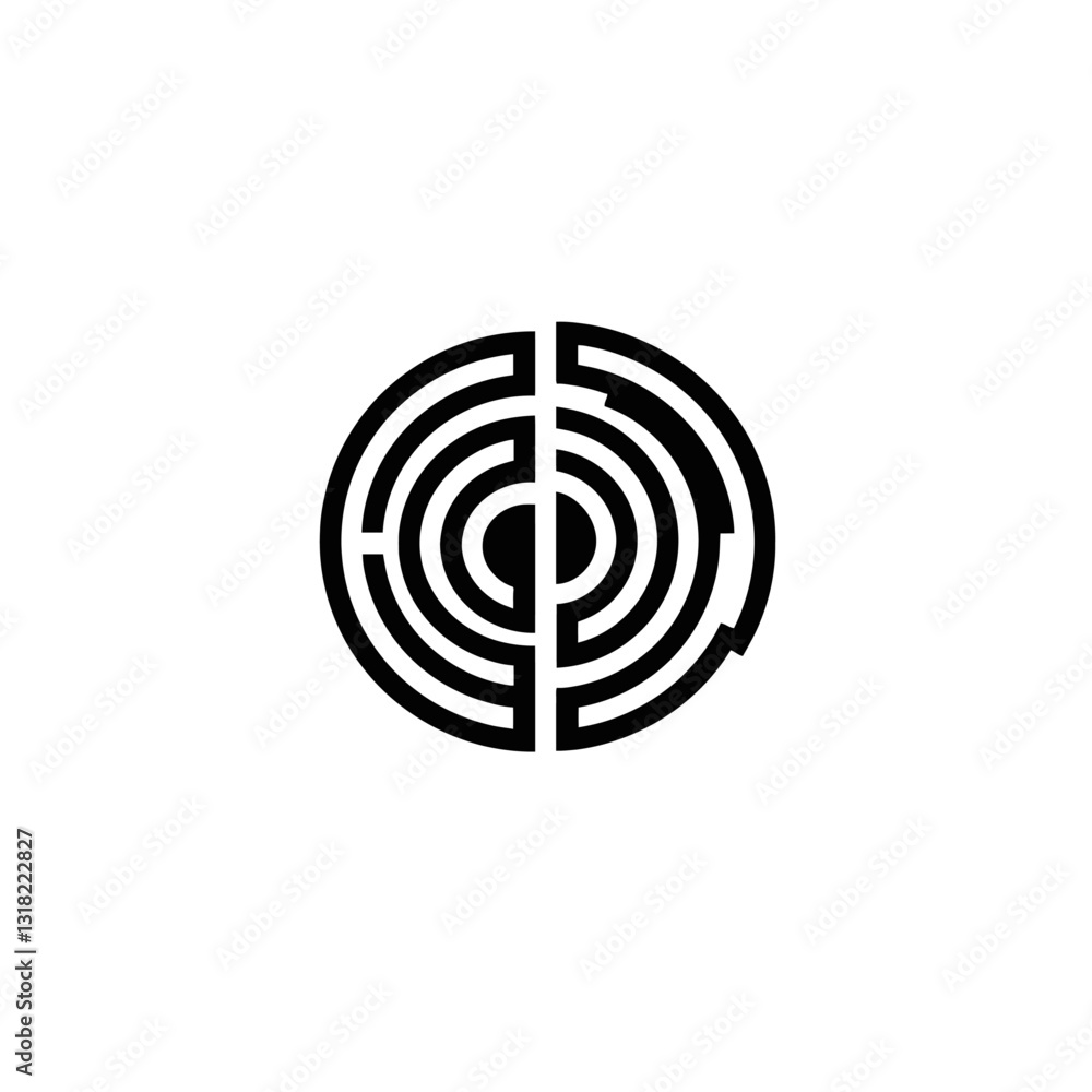 Minimalistic Circular Maze Design with Symmetrical Lines and Conceptual Design Minimalistic Circular Maze Design with Symmetrical Lines and Conceptual Design