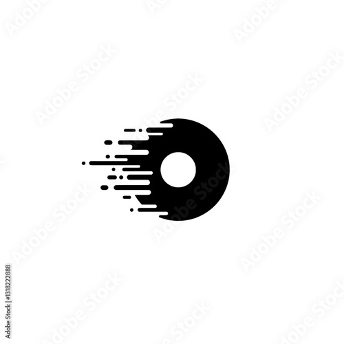 Dynamic Abstract Logo Featuring a Modern Stylized Digitized Black Circle Design