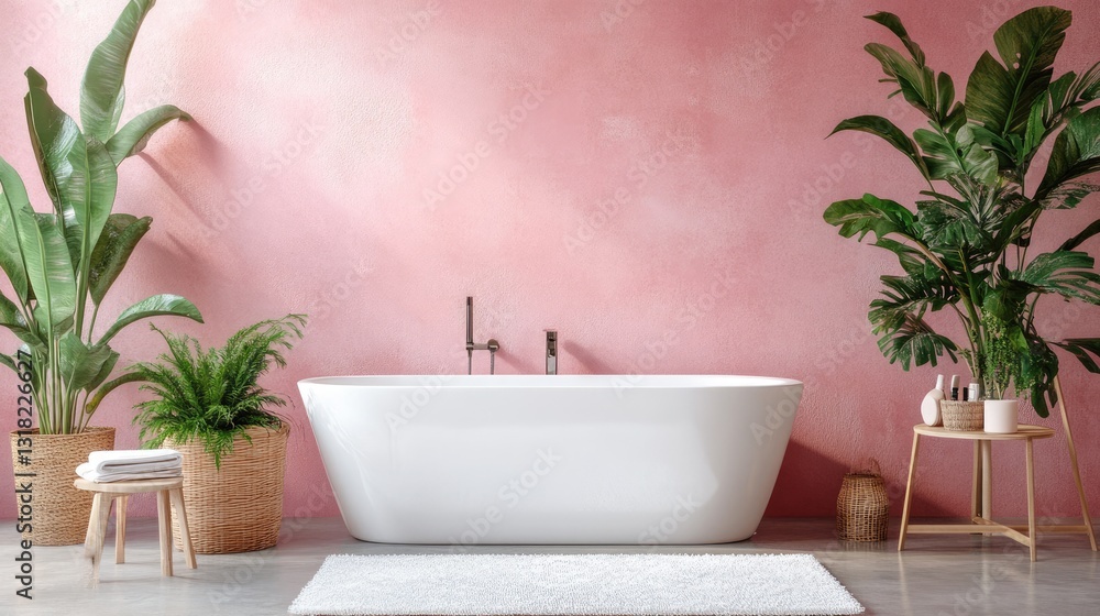 Fototapeta premium A designer bathroom with minimalist decor and high-end fixtures.