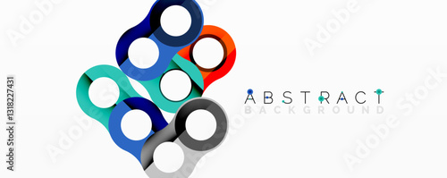 Abstract circle element composition with overlapping circular and tubular shapes featuring smooth gradients, transparency effects, and dynamic layering