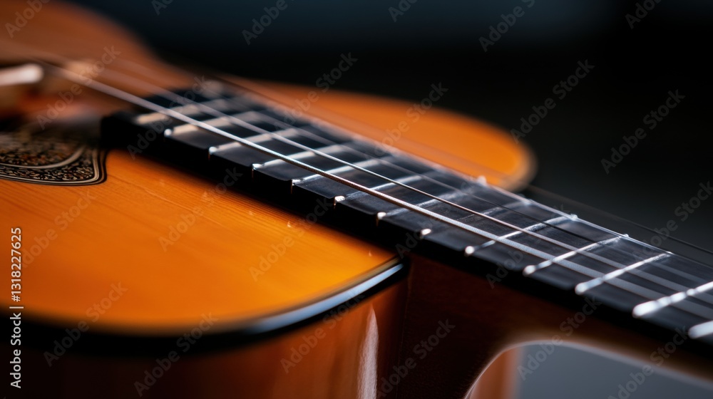 Fototapeta premium Close-up of an acoustic guitar string.