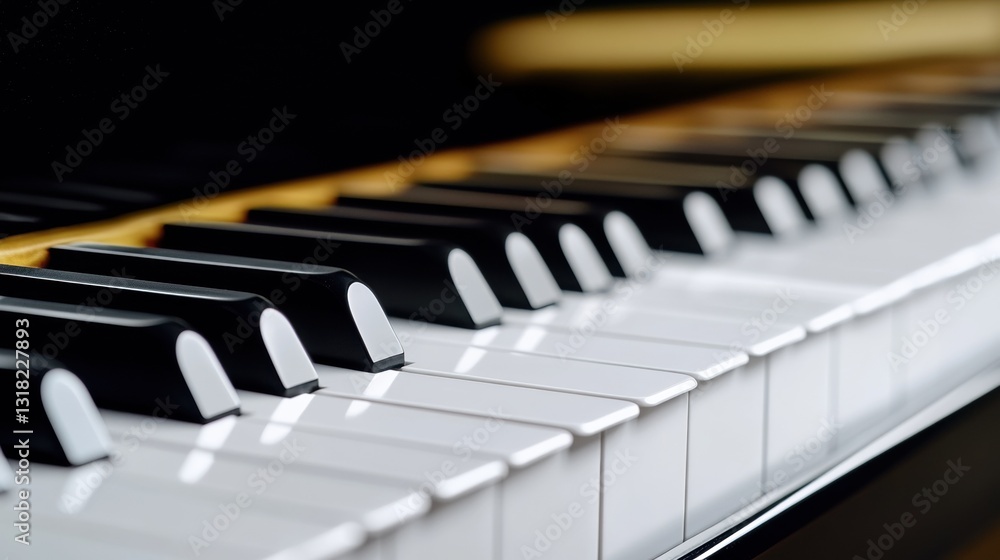 Close-up of piano keys in natural light.