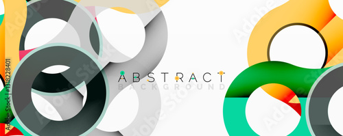 Abstract composition with intertwined circular and tubular forms creating fluid structure with gradients, depth, and sharp contrasts