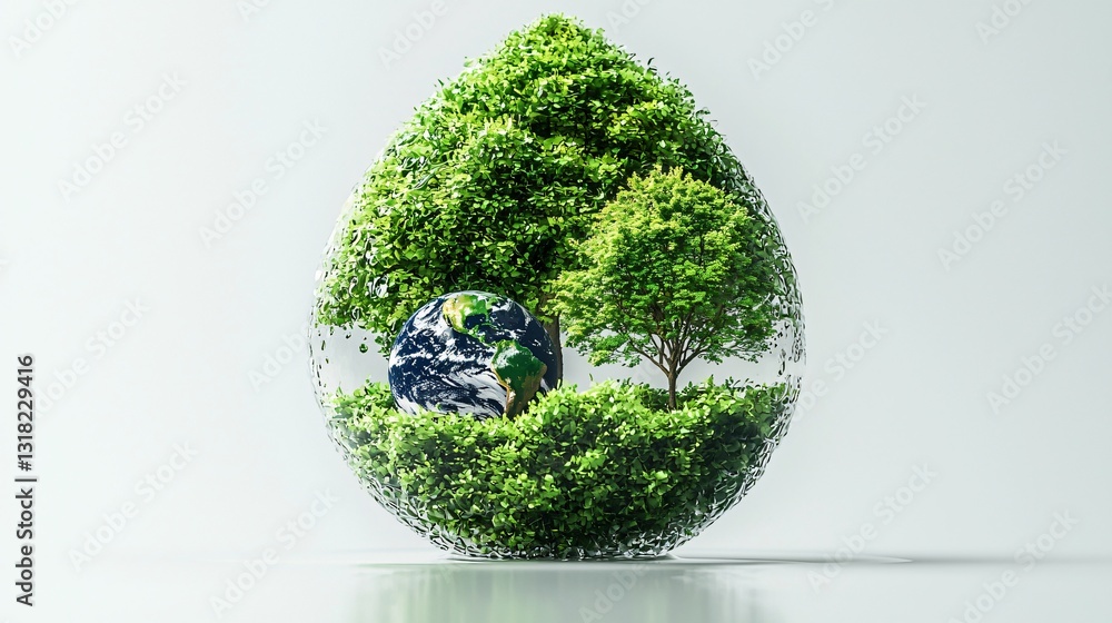 Earth in a droplet, nature, sustainability Earth in a droplet, nature, sustainability