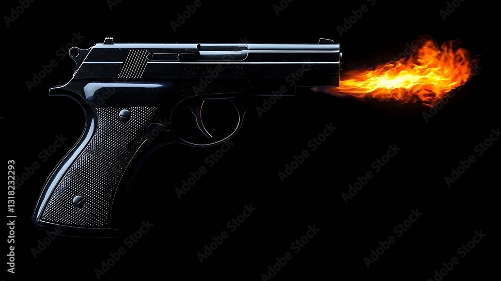 Flaming Gunshot for Dark Background. Flaming Gunshot for Dark Background.