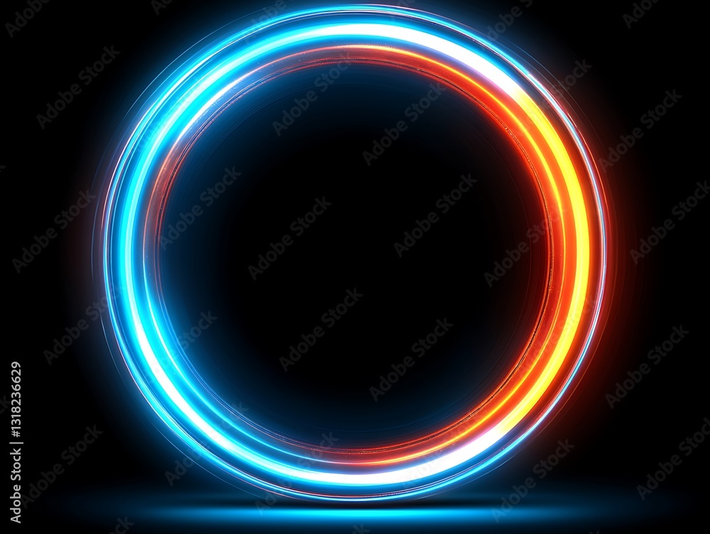 Obraz premium Glowing Neon Circle Abstract Background.