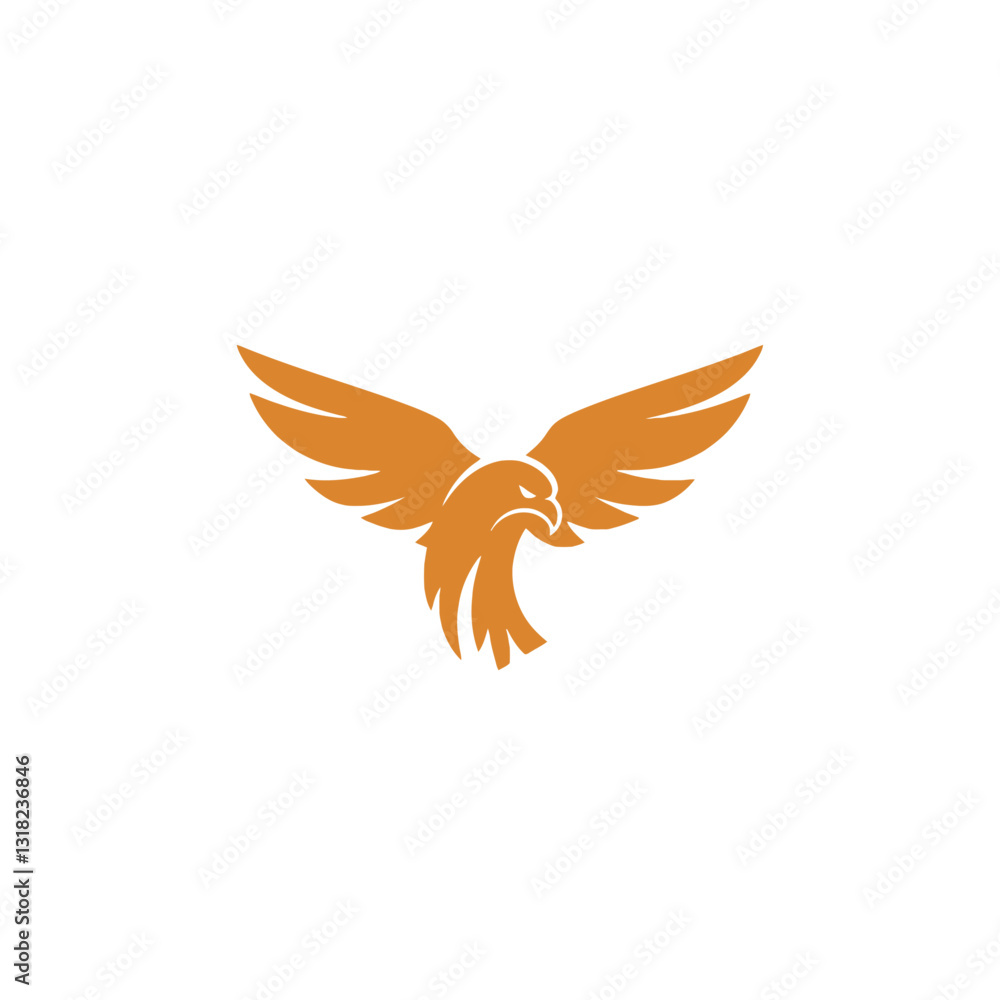 Obraz premium Orange Stylized Bird Logo Featuring an Eagle with Outspread Wings