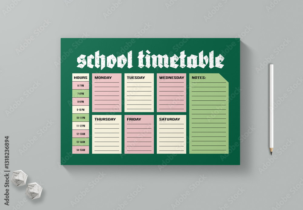 Modern Class Timetable Design Stylish Schedule Template Stock Template ...