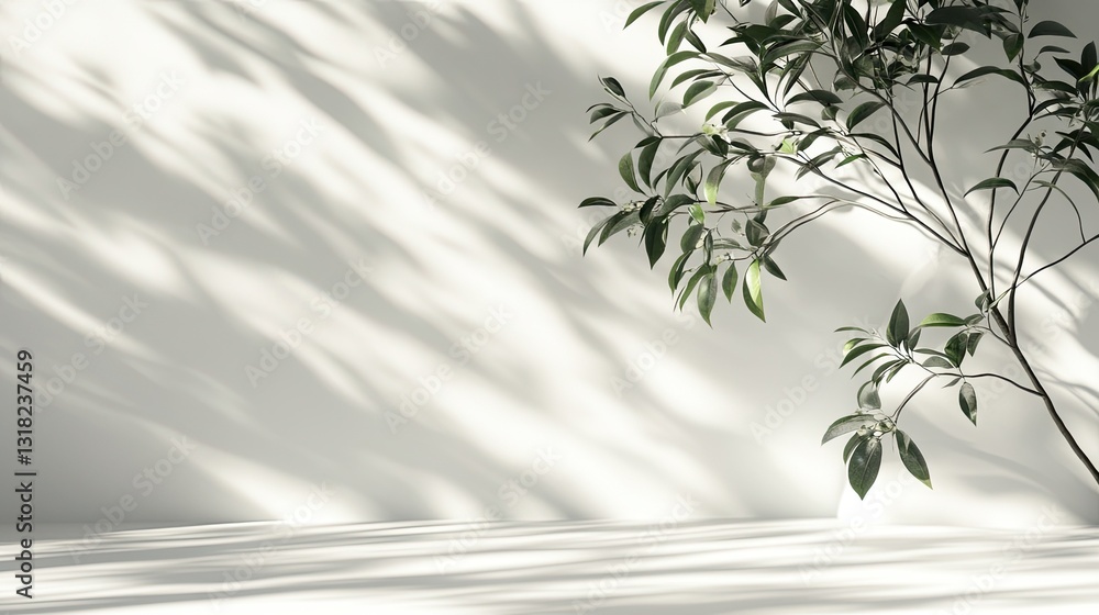 Minimal White Background with Soft Natural Light Shadows Minimal White Background with Soft Natural Light Shadows