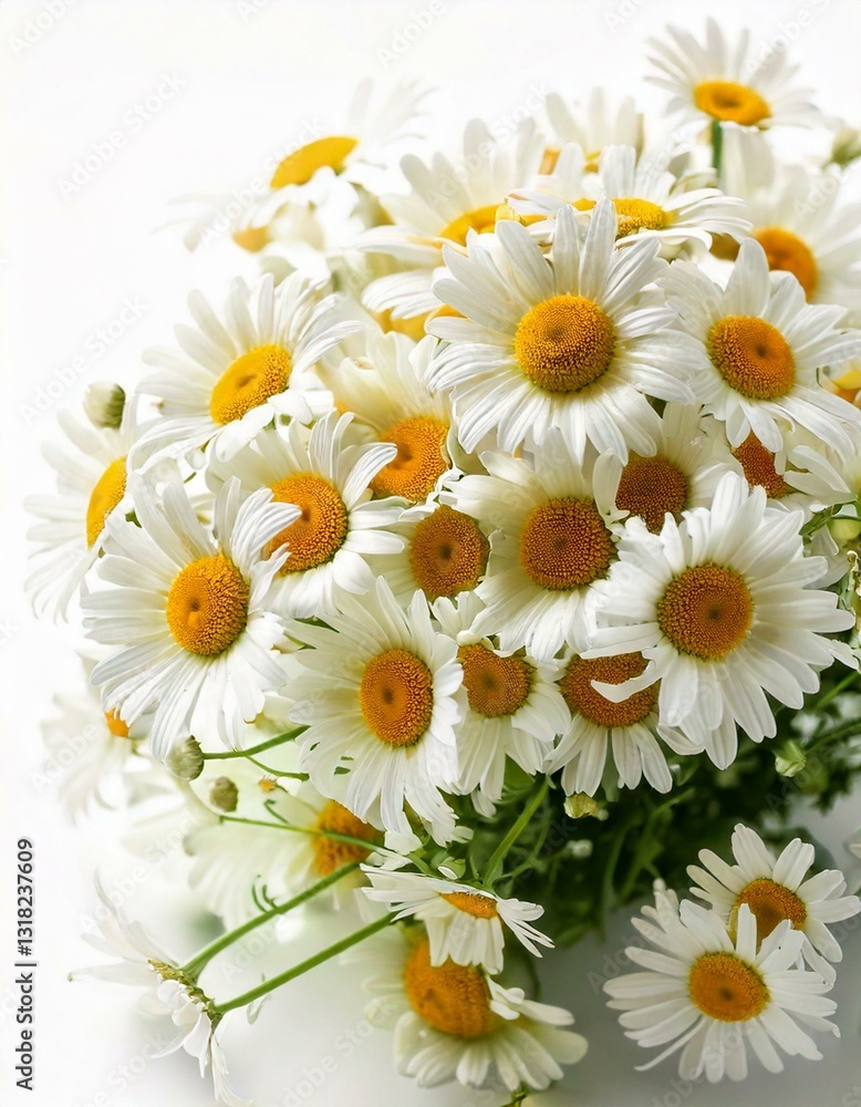 Fototapeta premium Chamomiles on whites background portrait