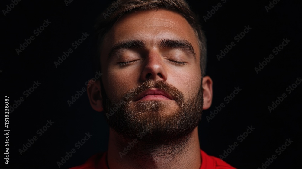 Fototapeta premium Man meditating in a serene, calming moment.