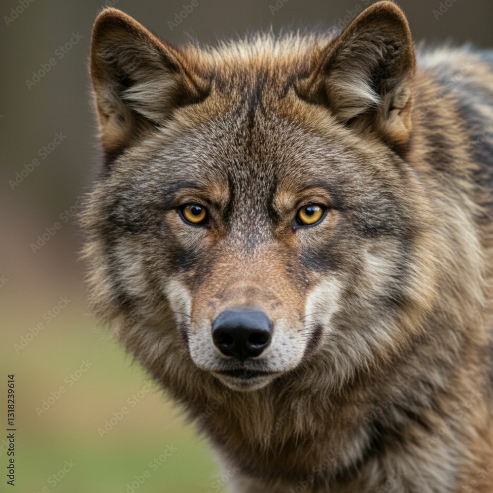 Fototapeta premium Wild Wolf Gazing with Sharp and Powerful Eyes