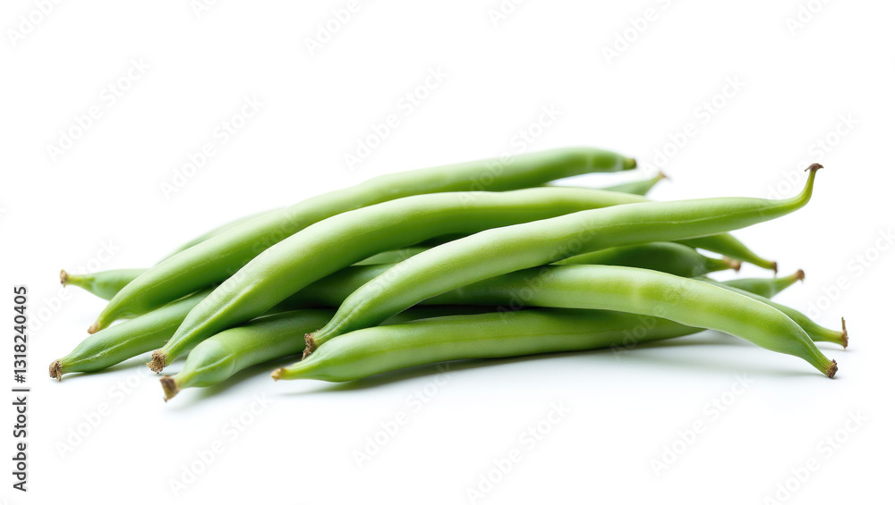 Fresh french bean Display: Arranged on a Clean Background for Visual Appeal Fresh french bean Display: Arranged on a Clean Background for Visual Appeal