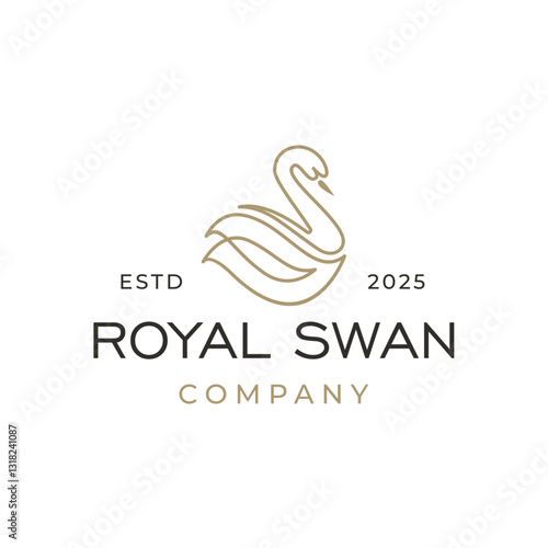 Swan Logo Template, Swan Lineart Logo Golden Royal Premium Elegant Design