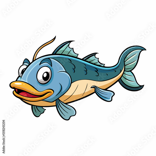 vector illustration of cartoon catfish