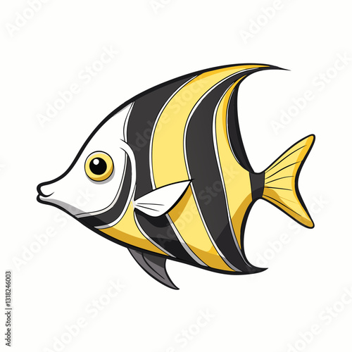 moorish idol fish on a white background