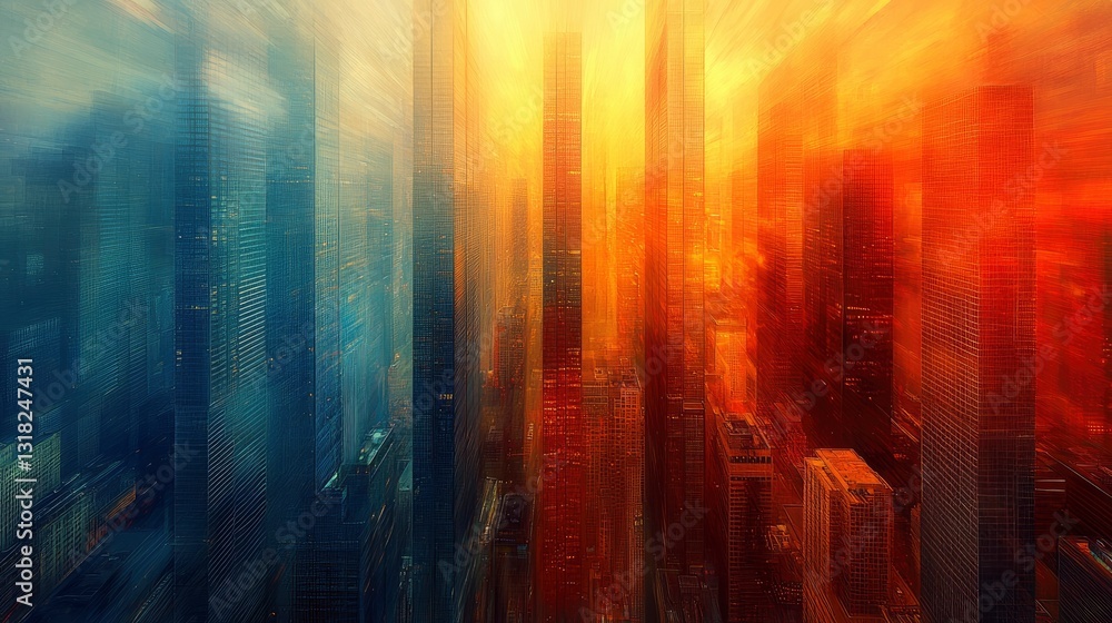 Naklejka premium Abstract composition of multiple skyscraper edges intersecting