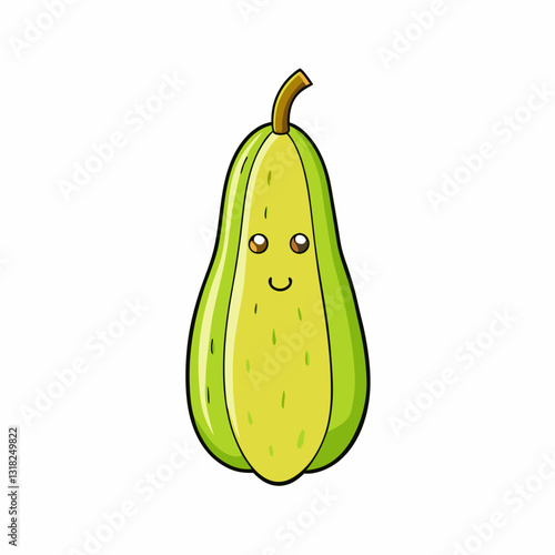 chayote fruit cartoon on a white background