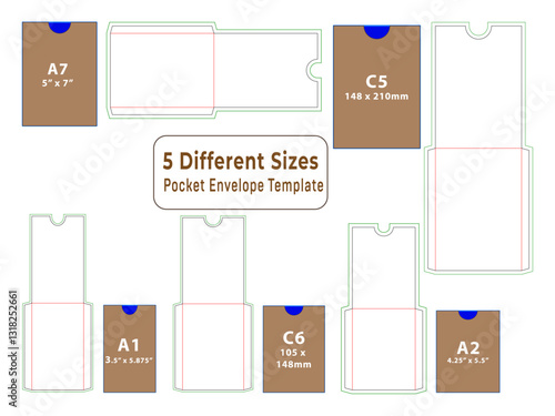 Decorative Pocket Sleeve Envelope Dieline Template