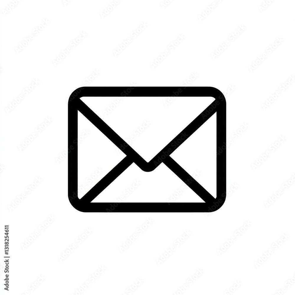 Black line vector art of an envelope, minimalist design on white. Black line vector art of an envelope, minimalist design on white.